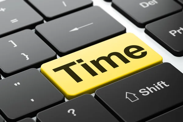 Timeline-Konzept: Zeit auf dem Hintergrund der Computertastatur — Stockfoto
