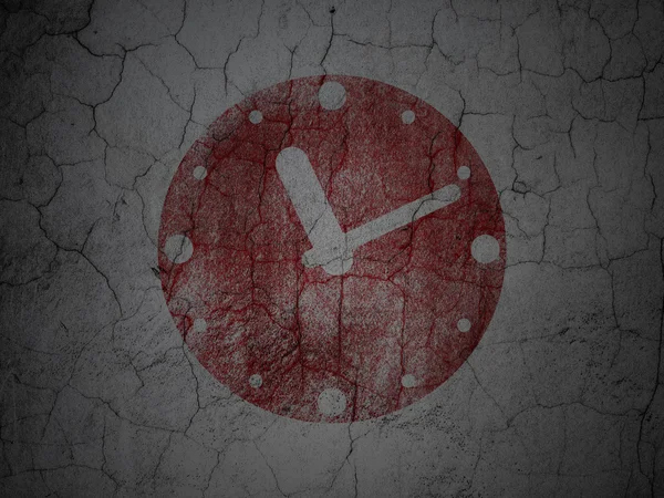 Concepto de línea de tiempo: Reloj sobre fondo de pared grunge —  Fotos de Stock