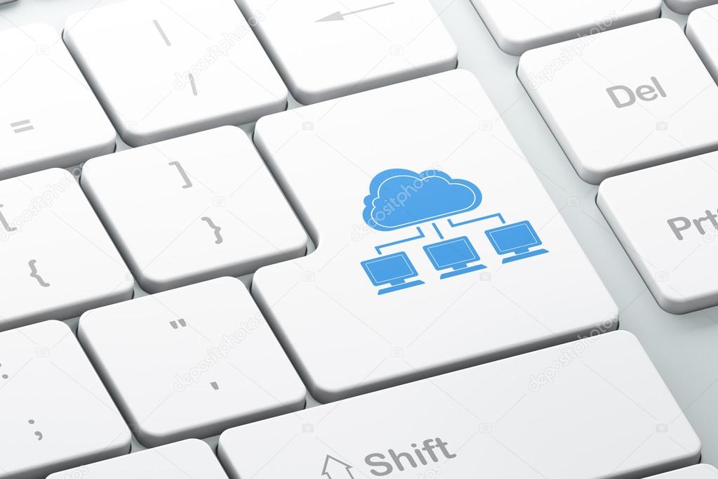 Cloud networking concept: Cloud Network on computer keyboard background