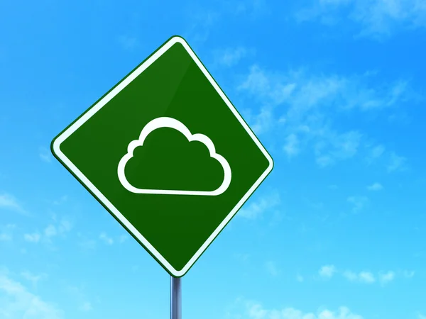 Cloud netwerken concept: wolk op weg teken achtergrond — Stockfoto