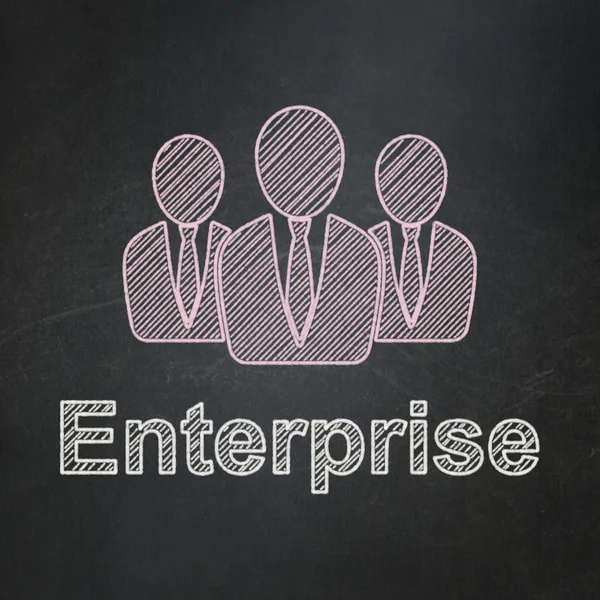 Concepto de negocio: Business People y Enterprise en el fondo de pizarra — Foto de Stock