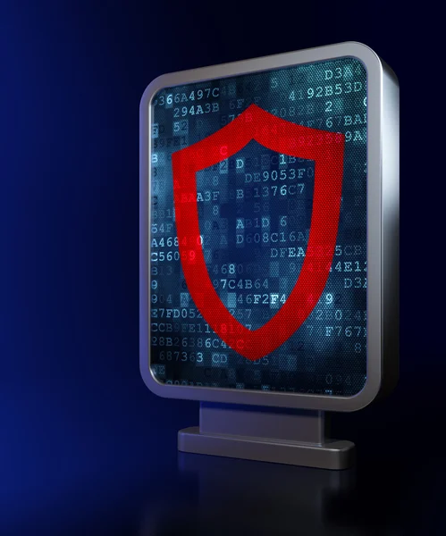 Protection concept: Contoured Shield on billboard background — Stock Photo, Image