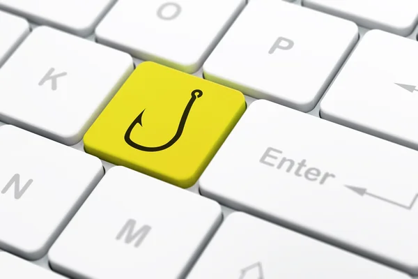 Privacy concept: Fishing Hook on computer keyboard background — Stock Photo, Image