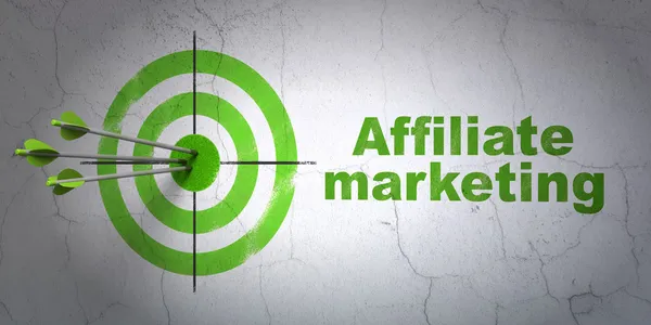 Concetto di finanza: target e Affiliate Marketing su sfondo wall — Foto Stock