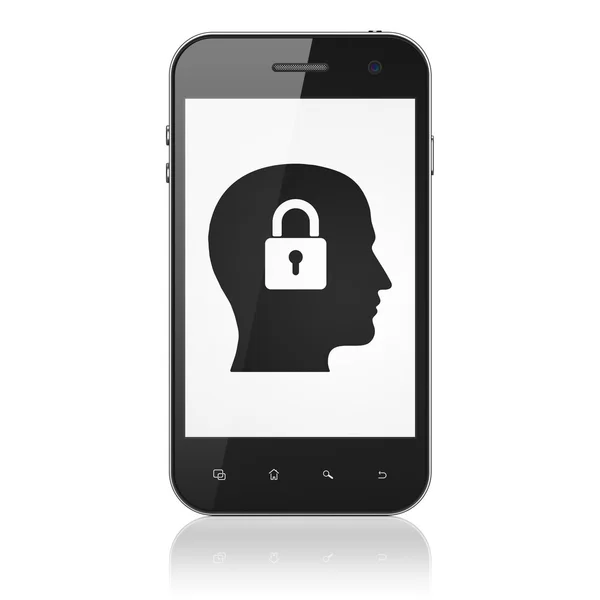 Information concept: Head With Padlock on smartphone — Stock Photo, Image
