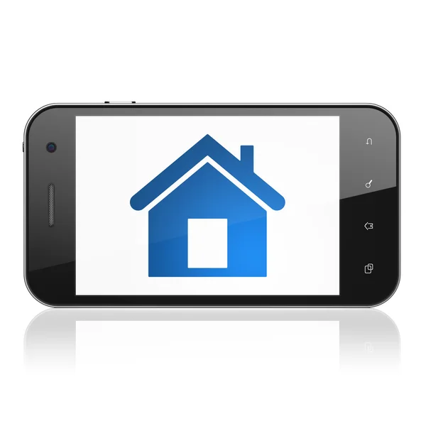 Affärsidé: hem på smartphone — Stockfoto