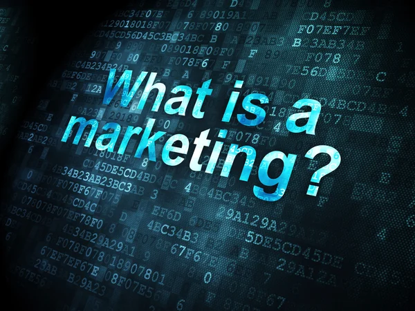 Marknadsföringskoncept: Vad är en marknadsföring? på digital bakgrund — Stockfoto