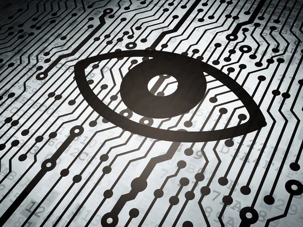 Protection concept: circuit board with Eye — Stock Photo, Image