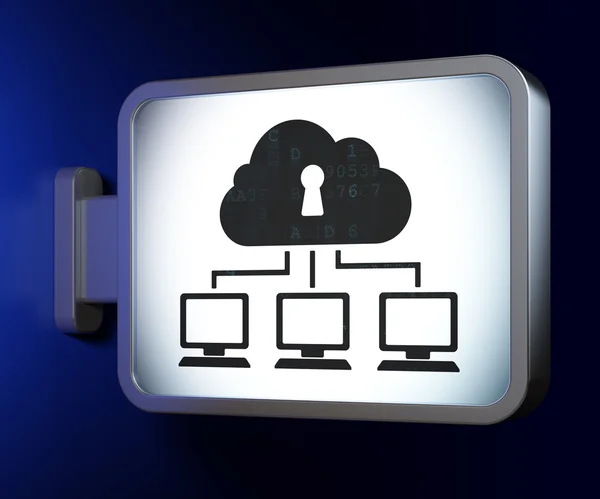 Datenschutzkonzept: Cloud-Netzwerk auf Plakatwand — Stockfoto