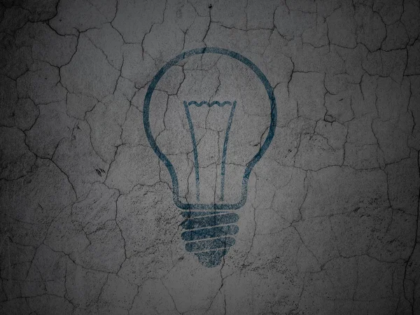 金融の概念: グランジ壁背景上の電球 — ストック写真