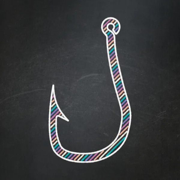 Security concept: Fishing Hook on chalkboard background — Stock Photo, Image