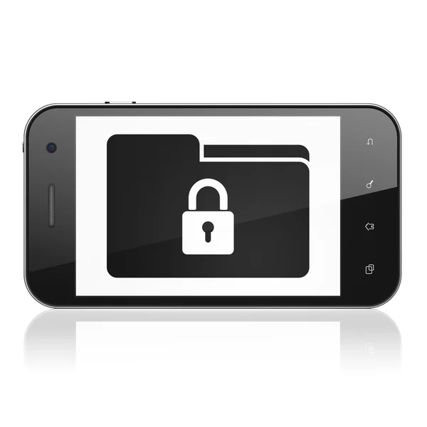 Ekonomi kavramı: Folder Lock Smartphone ile — Stok fotoğraf