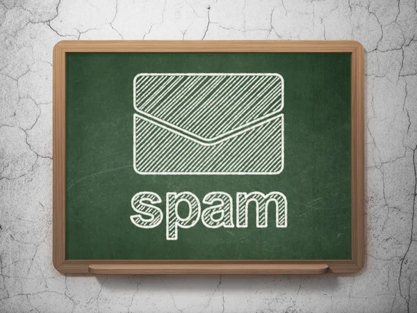 Concetto di sicurezza: Email e Spam su sfondo lavagna — Foto Stock