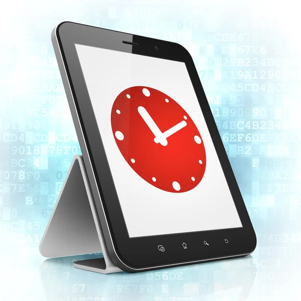 Conceito de tempo: Relógio no computador tablet pc — Fotografia de Stock