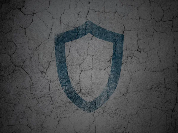 Conceito de proteção: Escudo contornado no fundo da parede grunge — Fotografia de Stock