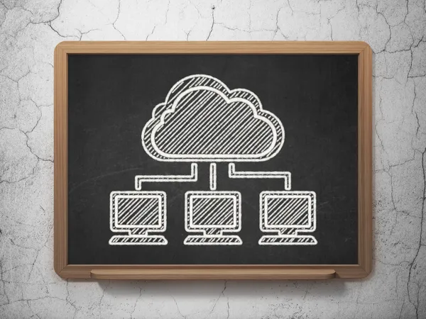 Cloud-Netzwerkkonzept: Cloud-Netzwerk auf Tafel-Hintergrund — Stockfoto