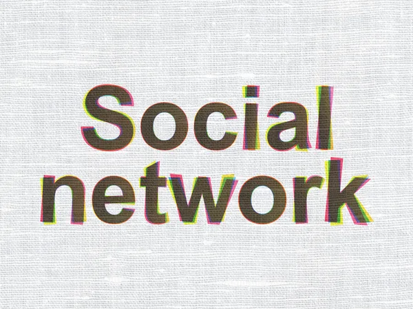 Conceito de mídia social: Rede social em fundo de textura de tecido — Fotografia de Stock