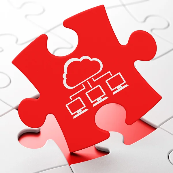 Cloud networking concept: Cloud Network on puzzle background — Stock Photo, Image