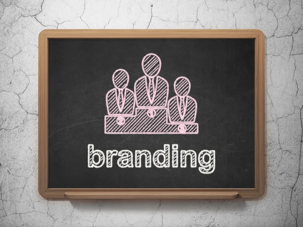Marketing concept: Business Team and Branding on chalkboard background — Stock Photo, Image