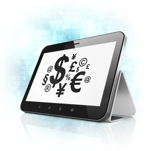 Marketingový koncept: finanční symbol na počítači tablet pc — Stock fotografie