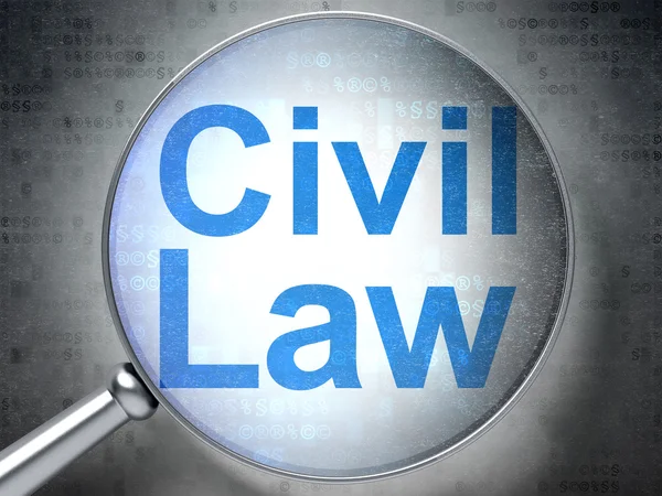 Law concept: Civil Law with optical glass — Stock Photo, Image