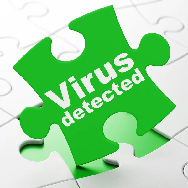 Conceito de privacidade: Vírus detectado no fundo do quebra-cabeça — Fotografia de Stock