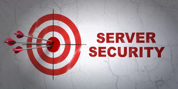 Concetto di sicurezza: target e Server Security su sfondo wall — Foto Stock
