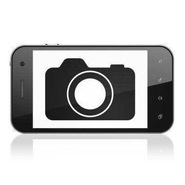 kavram seyahat: smartphone cep telefonu ile fotoğraf makinesi