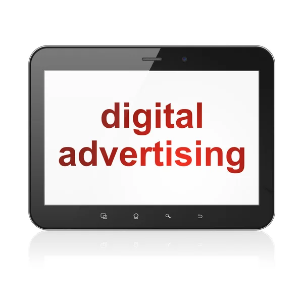 Concepto publicitario: Publicidad digital en tablet PC — Foto de Stock