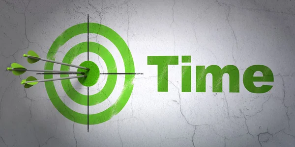 Timeline-Konzept: Ziel und Zeit auf Wandhintergrund — Stockfoto