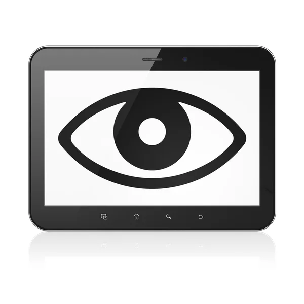 Concepto de protección: Ojo en la computadora PC tableta — Foto de Stock
