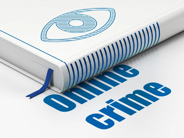 Концепция безопасности: книга "Глаз", онлайн-преступление на белом фоне — стоковое фото