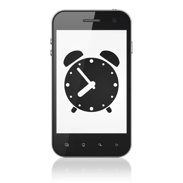 Conceito de tempo: Relógio de alarme no smartphone — Fotografia de Stock