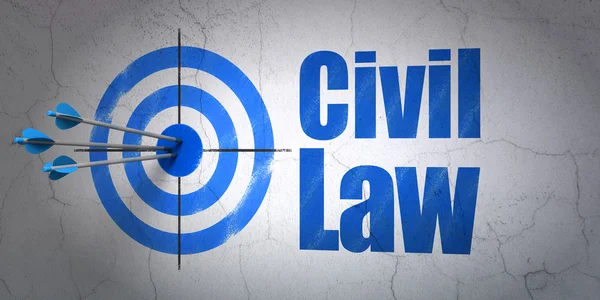 Concept de droit : cible et droit civil sur fond de mur — Photo