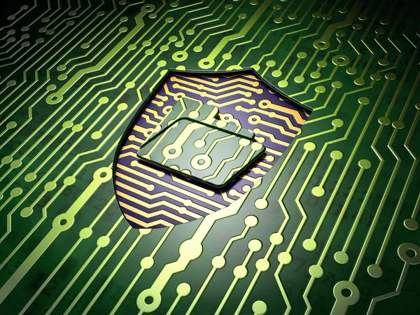 Business concept: Folder With Shield on circuit board background — Stock Photo, Image