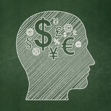 Eğitim kavramı: Baş Finans sembolü kara tahta arka plan ile