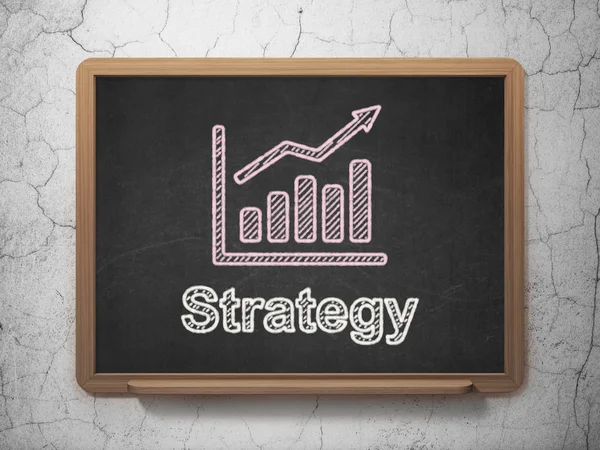 事業コンセプト： 成長グラフと戦略上の黒板背景 — ストック写真