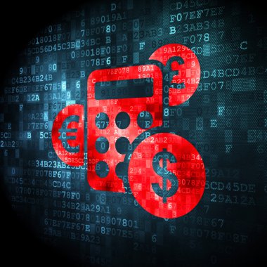 reklam kavramı: dijital arka plan üzerinde hesap makinesi