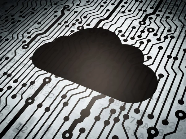 Cloud Computing Konzept: Leiterplatte mit Cloud — Stockfoto