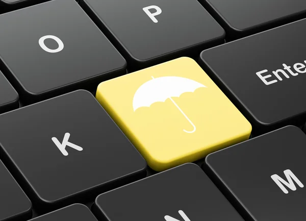 Pojęcie prywatności: parasol na tle klawiatury komputera — Zdjęcie stockowe