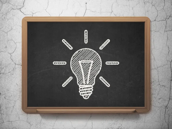 Business concept: Light Bulb on chalkboard background — Stock Photo, Image