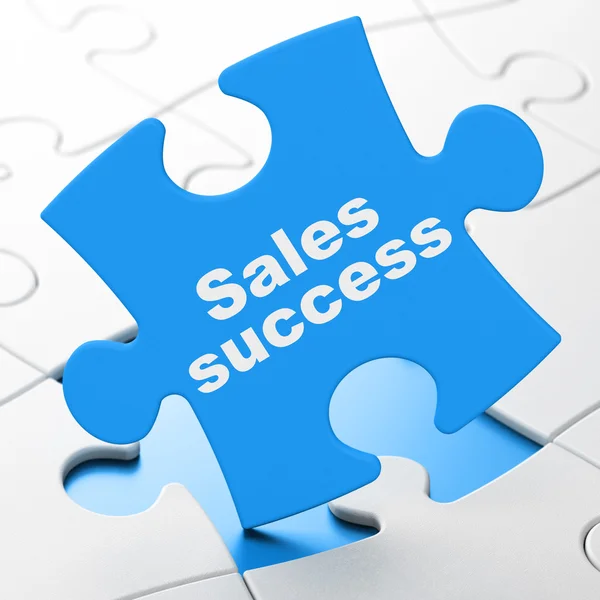 Koncepcja marketingu: sukces sprzedażowy na tło układanki — Zdjęcie stockowe