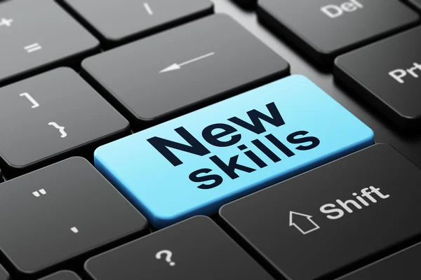 Education concept: New Skills on computer keyboard background — Stock Photo, Image