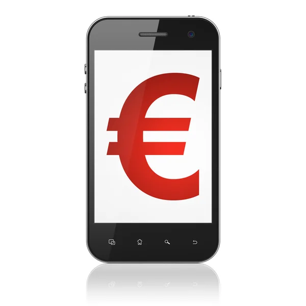 Valuta koncept: euron på smartphone — Stockfoto