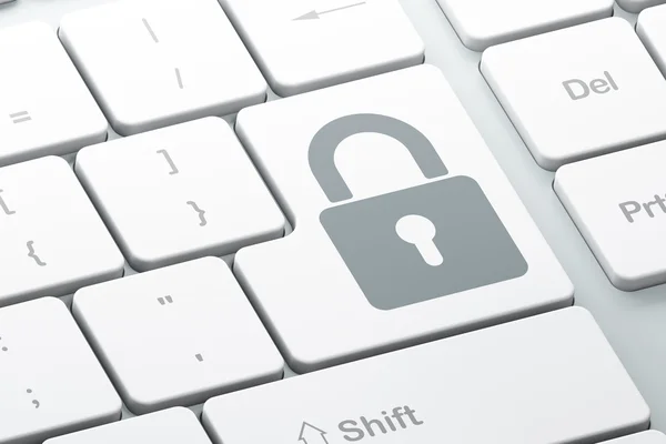 Information concept: Closed Padlock on computer keyboard background — Stock Photo, Image