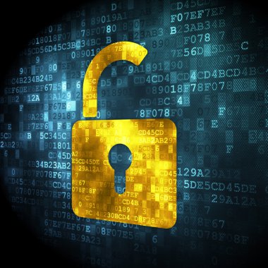 veri kavramı: dijital arka planda açılan asma kilit