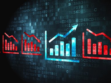 Ekonomi kavramı: grafik dijital arka plan üzerinde