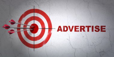 reklam kavramı: hedef ve duvar arka plan üzerinde reklam