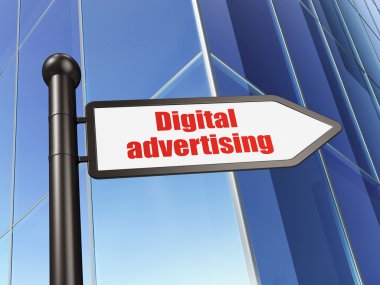 pazarlama kavramı: oturum arka bina üzerinde dijital reklam
