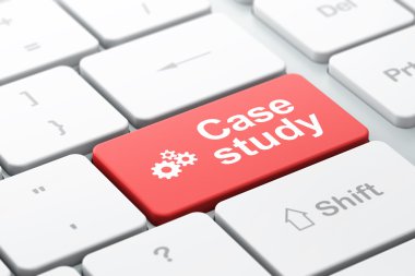 Eğitim kavramı: klavye arka Dişliler ve bilgisayar case study